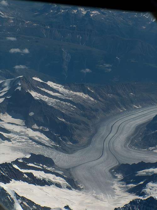 Aletsch glacier, with the Wannenhorn and Fiescher Gabelhorn (on the Left)