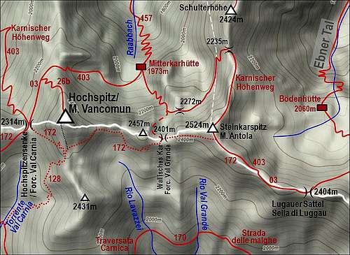 Hochspitz / Monte Vancomun map