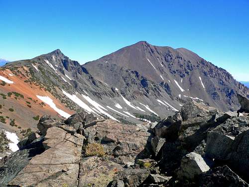 Peak 11,568' and Dunderberg Peak from Black Cat Peak northwest slope