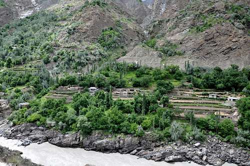 A beautiful Village on Gilgit Skardu Road and Indus River
