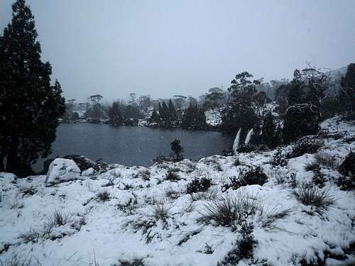 Lake Windermere after overnight snowfall