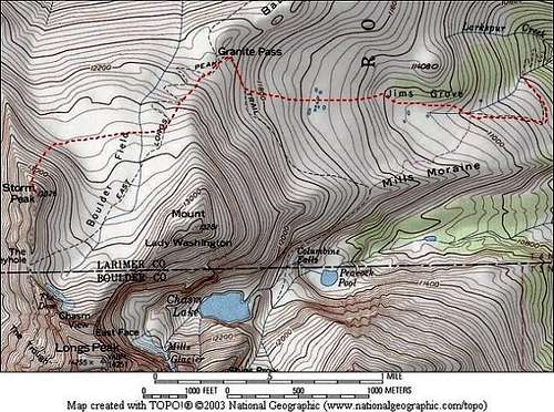 Topo map showing our...