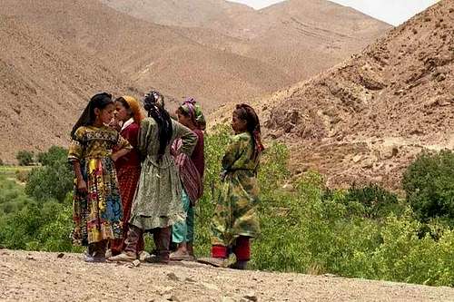 August, 2001. Berber girls at...
