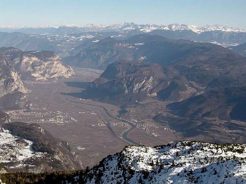 View to NE to Catinaccio group (direction Sella and Cortina)