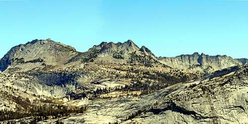 Echo Ridge, 11,168', Echo Peaks, up to 10,960' and Matthes Crest, 10, 918' from Polly Dome