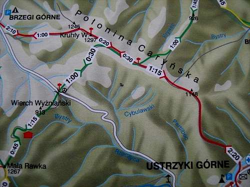 Map of Mount Polonina Carynska