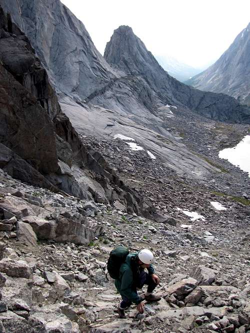 Scrambling to the Overhanging Tower Saddle