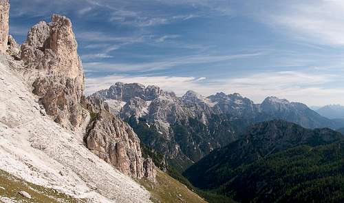 Forcella Cristina in front of the Sexten Dolomites