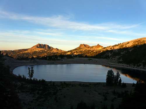 First light on peaks from Lake Helen