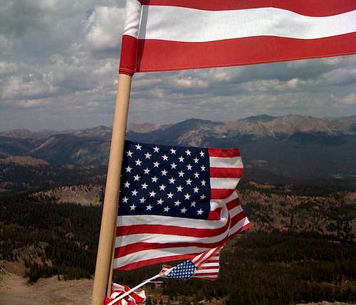 Flags on the summit of American Flag Mountain