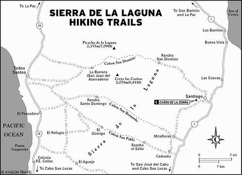 Hiking trails of the Sierra de la Laguna