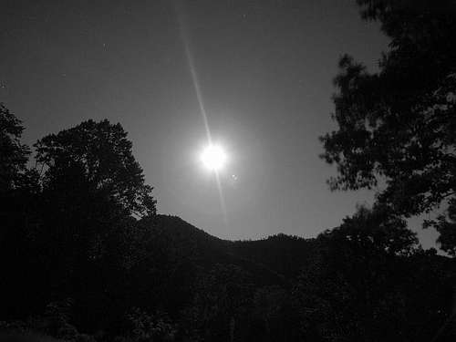 Moon rising over the Blue Ridge,near Busick,NC(in black and white)