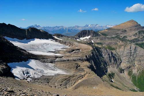 from the east, via Swiftcurrent Glacier Basin