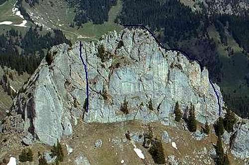 Climbing routes in the...