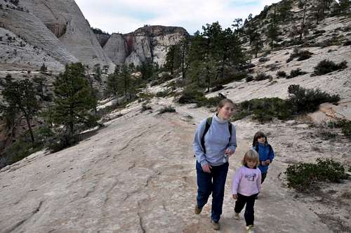 Bukasov Family hiking on West Rim Trail in Zion