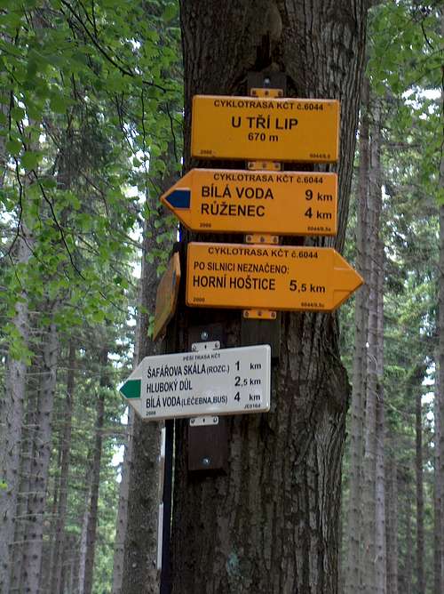 Trail sign to Borůvková Hora