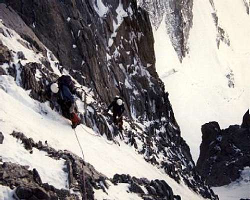 at the top of the couloir,...