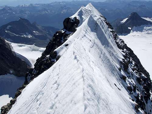 Summit ridge of Mount Sir Alexander is a knife-edge