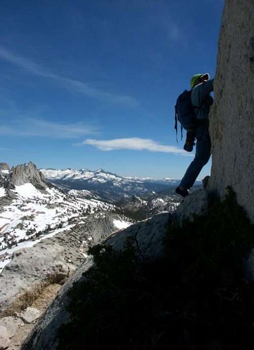 A climber on the summit pitch...
