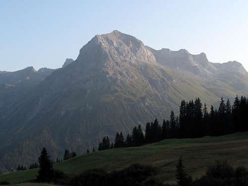 The Omesberg (2558 metres), the mountain which dominates the village of Lech am Arlberg