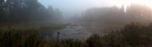 Rudawy Janowickie, mist near the Karpniki lakes