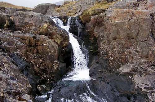 Waterfall next to Snowdon's Watkin Path
