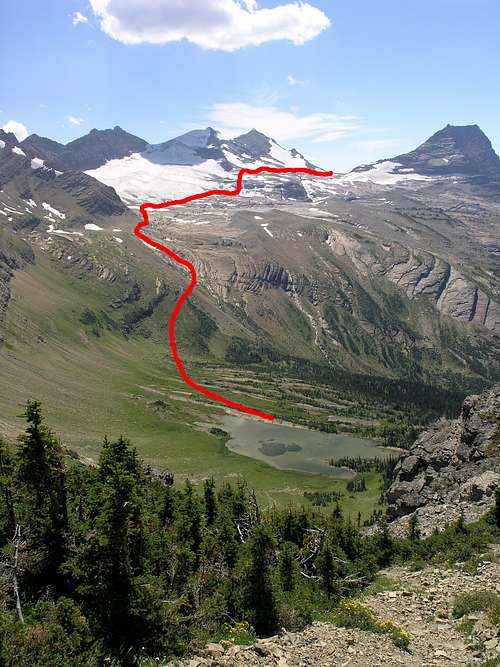 The Route from Mary Baker Lake to Comeau Pass