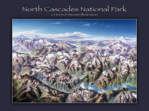 Heinrich Berann illustration - North Cascades