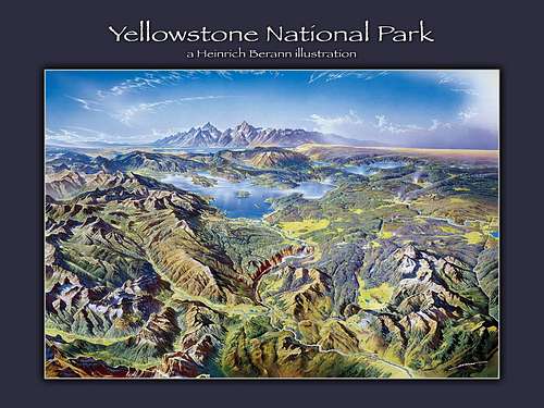 Heinrich Berann illustration - Yellowstone