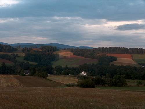 Evening in the Sudetes, from the window of the train near Międzylesie