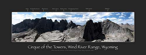 Labeled panorama of the Cirque of the TOwers