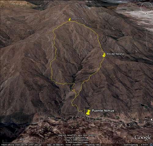 Track of the Cerro Provincia hike