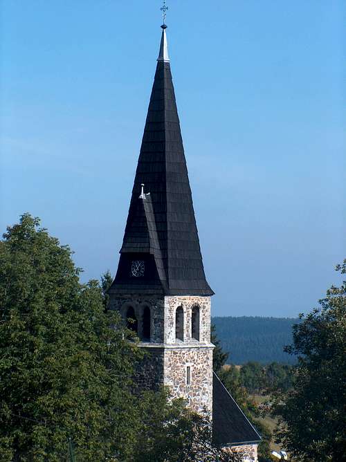 Zieleniec church, in the Góry Orlickie mts.