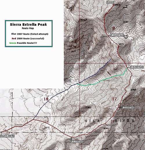 Sierra Estrella (AZ) Route Map