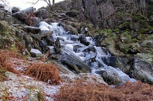 Frozen waterfall in the Moelwyns