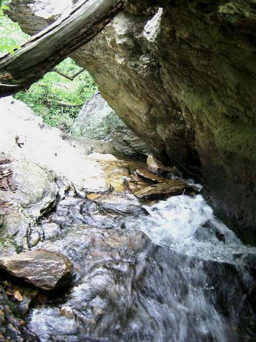 Below the falls, the stream...