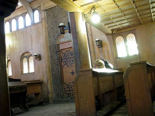 Inside the Wang norvegian church in Karpacz
