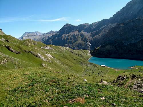 The Iffigsee lake and the Wildstrubel (3243 metres) behind