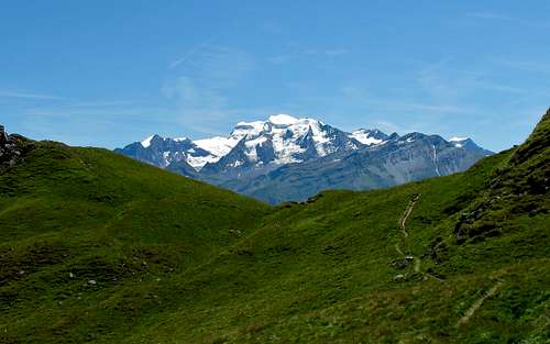 The Grand Combin (4314 meters) as seen from the Marlenaz
