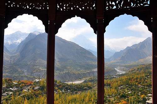 View of Hunza Valley from Baltit Fort during Autumn