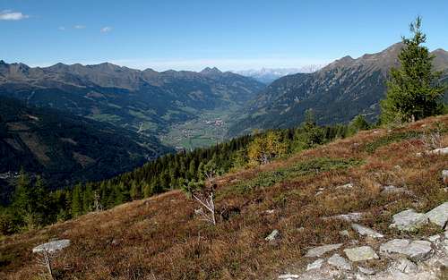 Afternoon view down to the Gastein valley in autumn colors