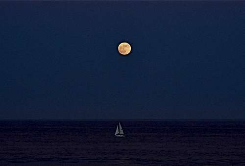 Moon and Sail Boat