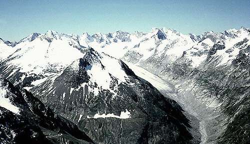View up the Forno Glacier...