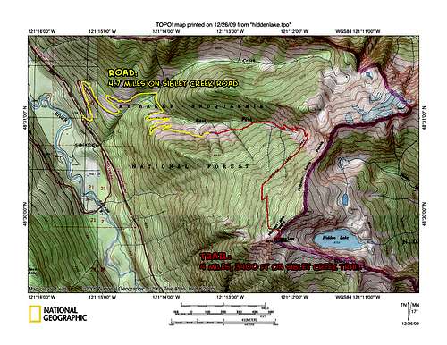 Map of approach to Hidden Lake Lookout