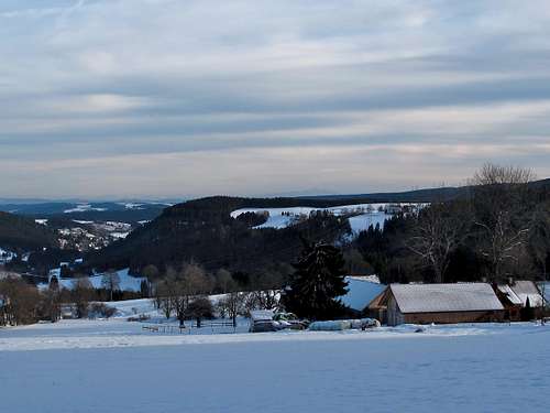 Evening view to the south, with the Säntis in the swiss Alps in the distance