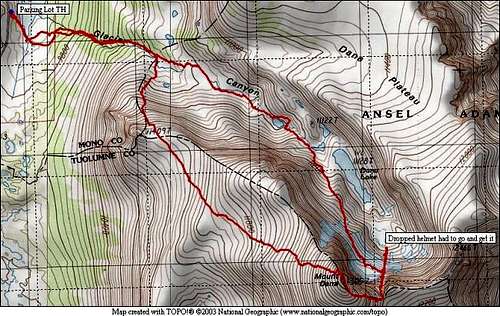 TOPO map showing the route...