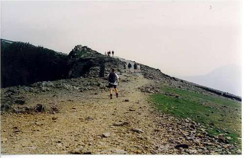 Stone where the llamberis path meets the Pyg/Miners tracks