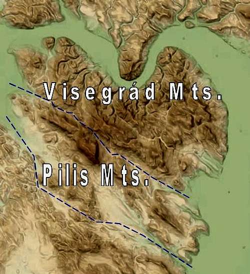 Overview map of Pilis and Visegrád Mountains