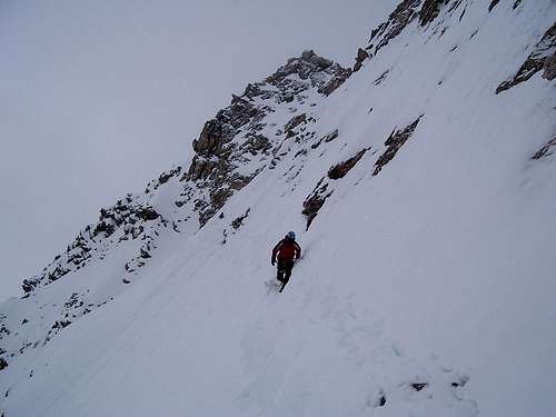 Descending from the crux pitch
