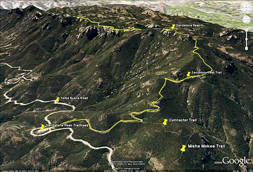 Sandstone Peak Trail - Google Earth